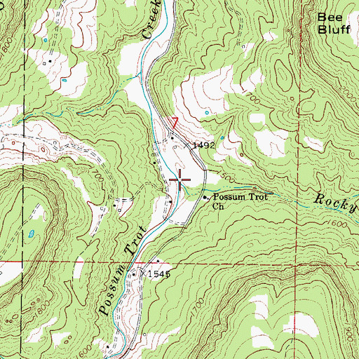 Topographic Map of Rocky Fork, AR