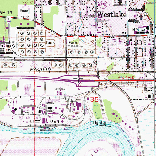 Topographic Map of Interchange 27, LA