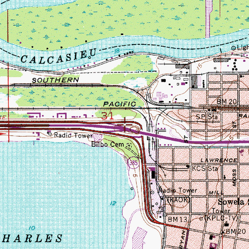 Topographic Map of Interchange 30, LA