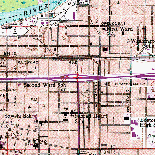 Topographic Map of Interchange 31A, LA