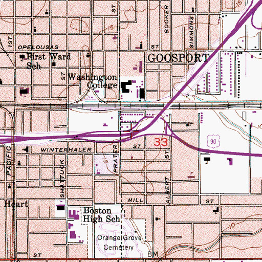 Topographic Map of Interchange 31B, LA