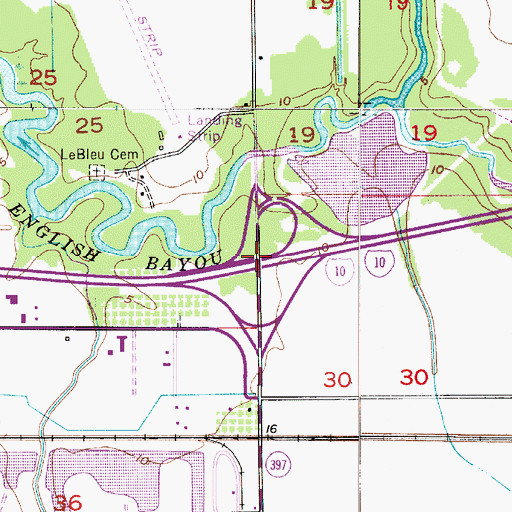 Topographic Map of Interchange 36, LA