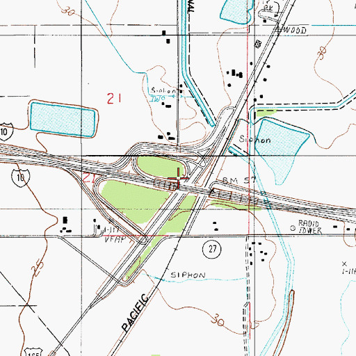 Topographic Map of Interchange 44, LA