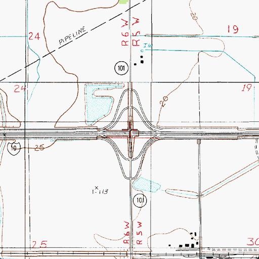 Topographic Map of Interchange 48, LA