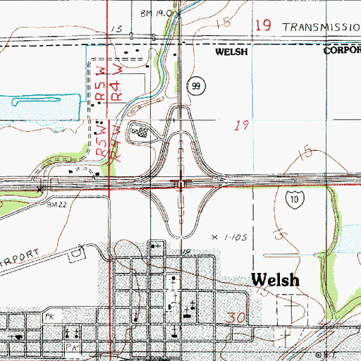 Topographic Map of Interchange 54, LA