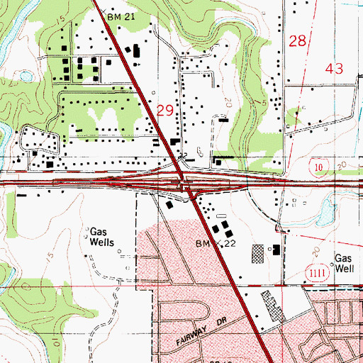 Topographic Map of Interchange 80, LA