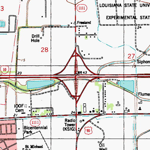 Topographic Map of Interchange 82, LA