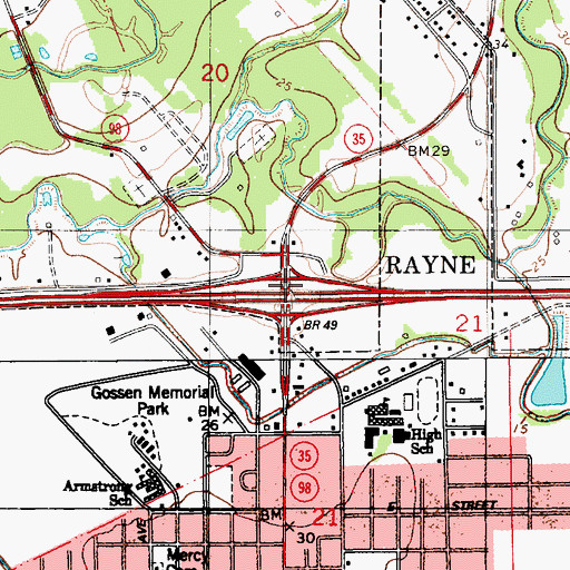 Topographic Map of Interchange 87, LA