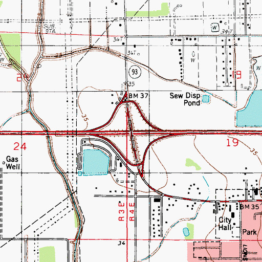 Topographic Map of Interchange 97, LA