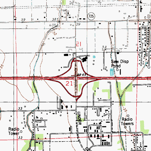 Topographic Map of Interchange 100, LA
