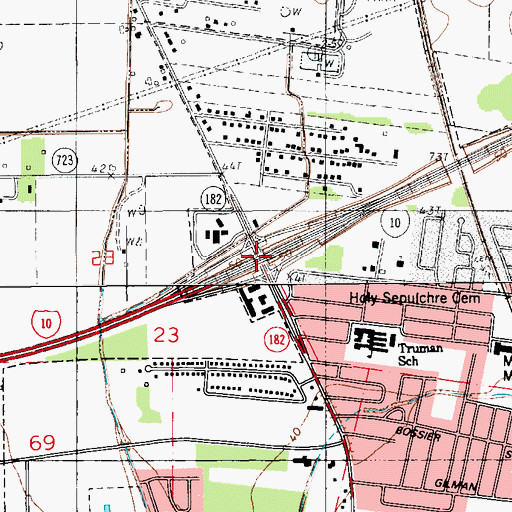 Topographic Map of Interchange 101, LA