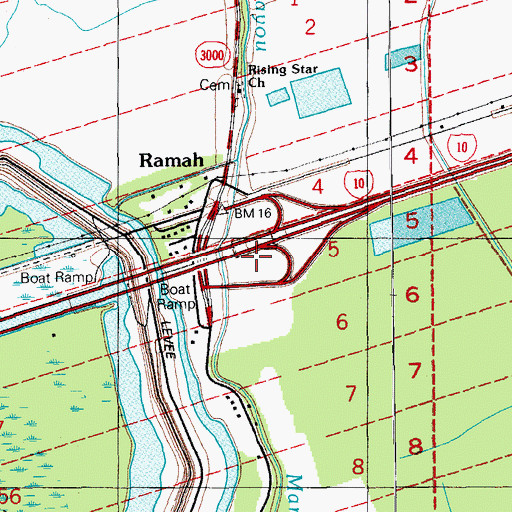 Topographic Map of Interchange 135, LA