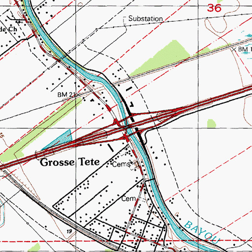 Topographic Map of Interchange 139, LA