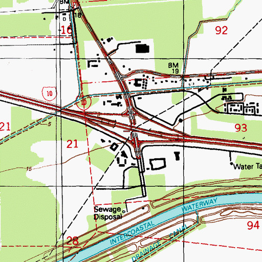 Topographic Map of Interchange 151, LA