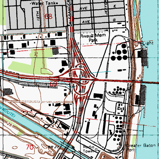 Topographic Map of Interchange 153, LA