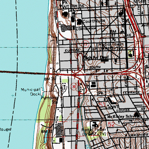 Topographic Map of Interchange 155, LA