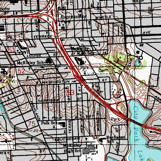 Topographic Map of Interchange 156A, LA
