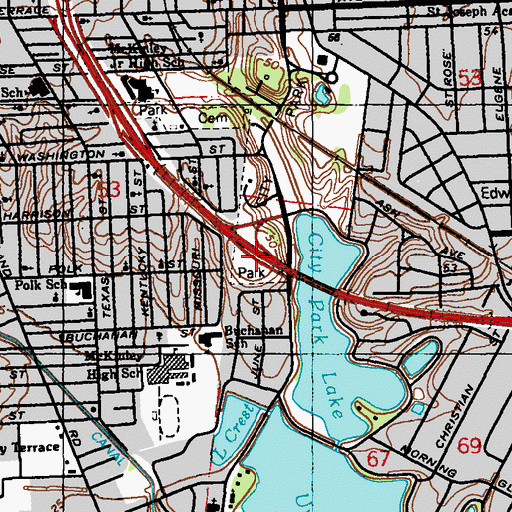 Topographic Map of Interchange 156B, LA
