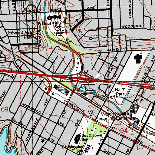 Topographic Map of Interchange 157B, LA