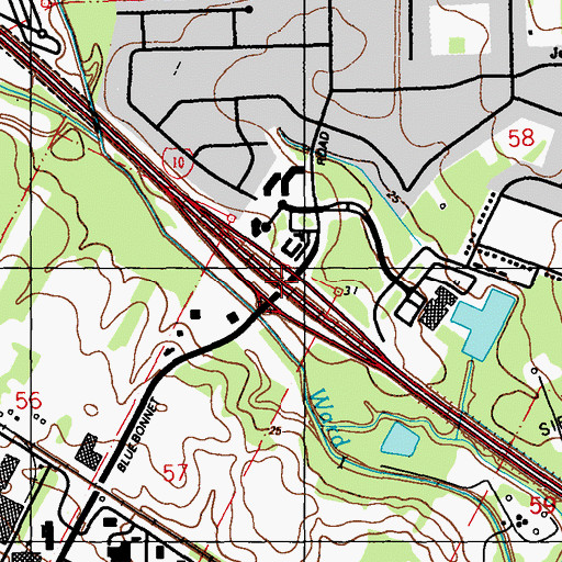 Topographic Map of Interchange 162, LA