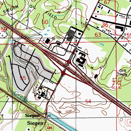 Topographic Map of Interchange 163, LA