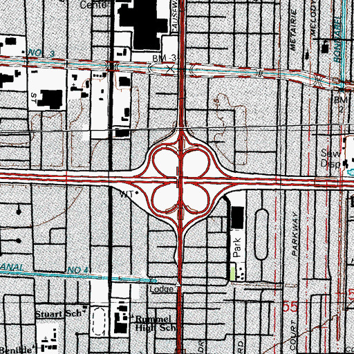 Topographic Map of Interchange 229, LA