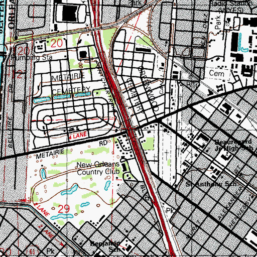 Topographic Map of Interchange 232, LA