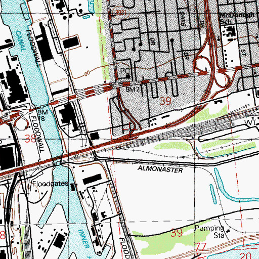 Topographic Map of Interchange 240, LA