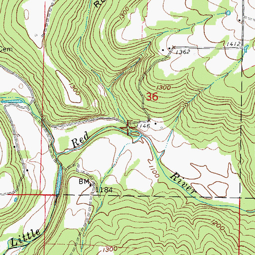 Topographic Map of Rocky Hollow, AR