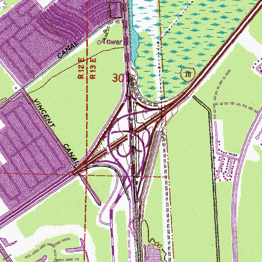 Topographic Map of Interchange 247, LA