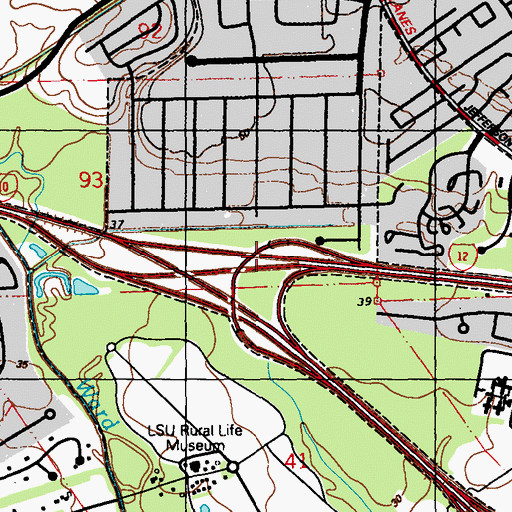 Topographic Map of Interchange 1A, LA