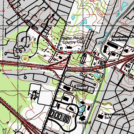 Topographic Map of Interchange 1B, LA