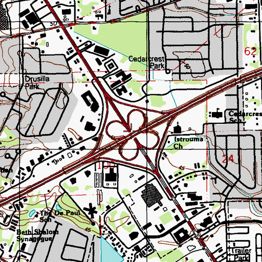 Topographic Map of Interchange 2, LA