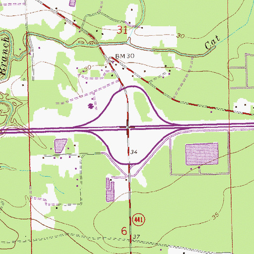 Topographic Map of Interchange 29, LA