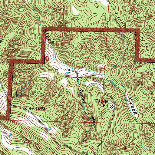 Topographic Map of Rocky Hollow, AR