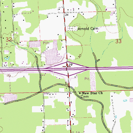 Topographic Map of Interchange 42, LA