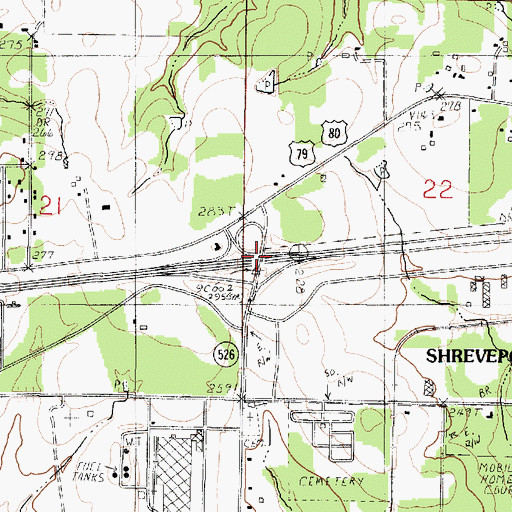 Topographic Map of Interchange 8, LA