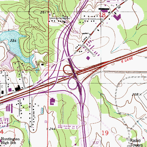 Topographic Map of Interchange 11, LA