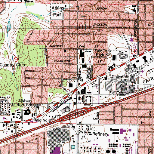 Topographic Map of Interchange 14, LA