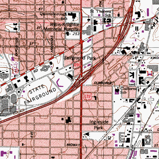 Topographic Map of Interchange 16A, LA