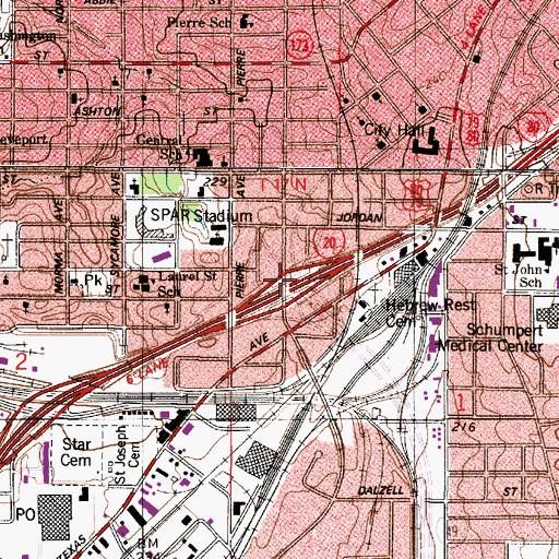 Topographic Map of Interchange 17B, LA
