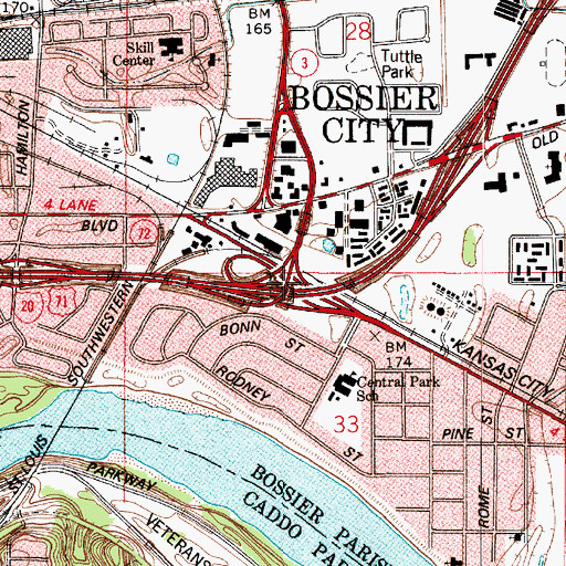 Topographic Map of Interchange 20, LA