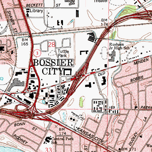 Topographic Map of Interchange 21, LA