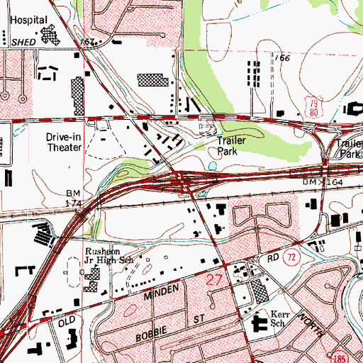 Topographic Map of Interchange 22, LA