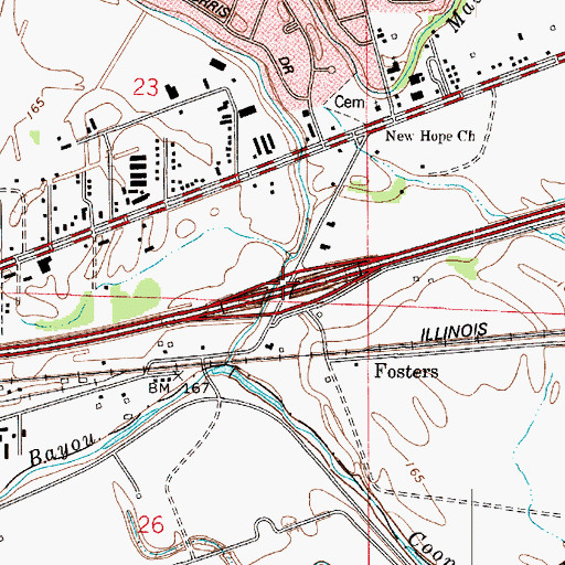 Topographic Map of Interchange 23, LA