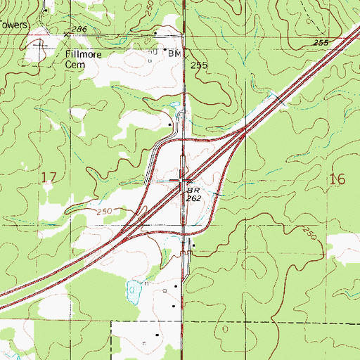 Topographic Map of Interchange 33, LA