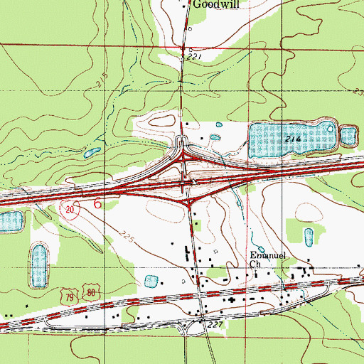 Topographic Map of Interchange 38, LA