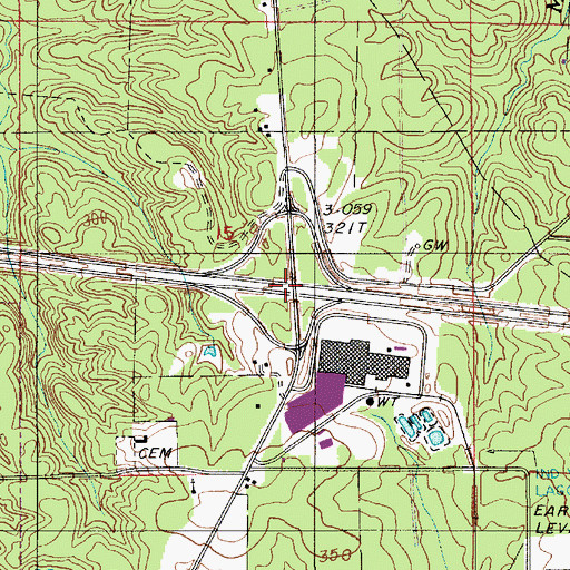 Topographic Map of Interchange 78, LA