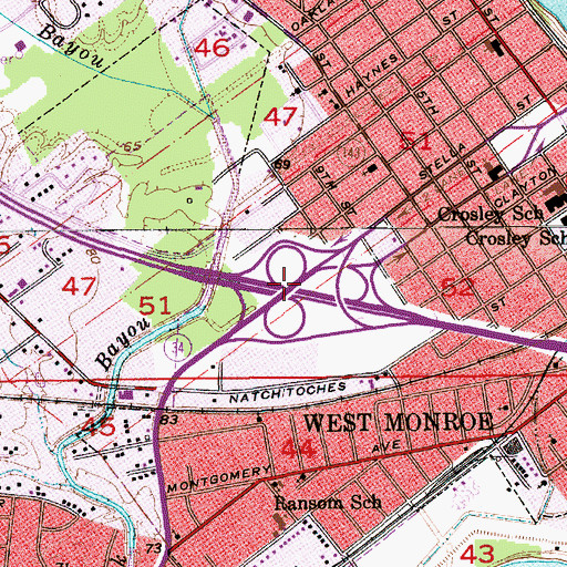 Topographic Map of Interchange 115, LA