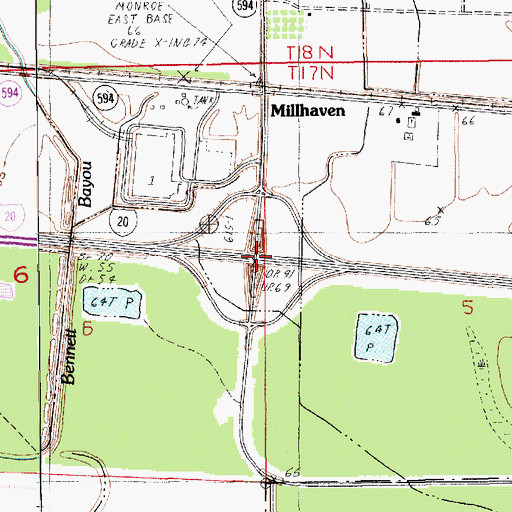 Topographic Map of Interchange 124, LA